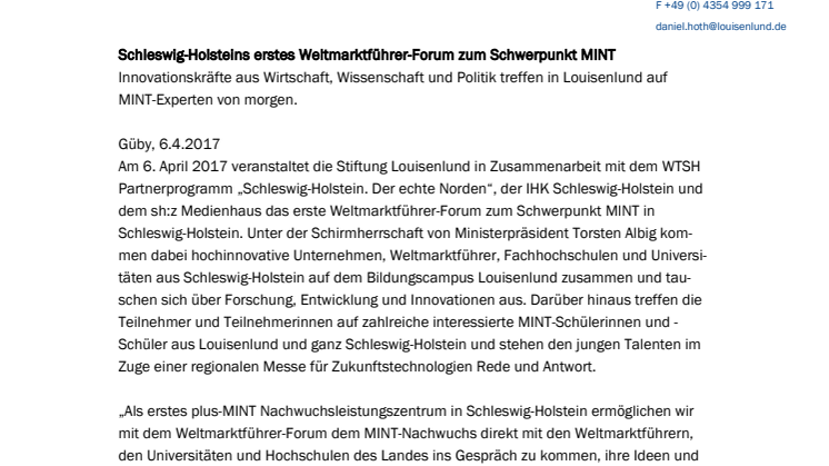 Pressemitteilung Weltmarktführer-Forum