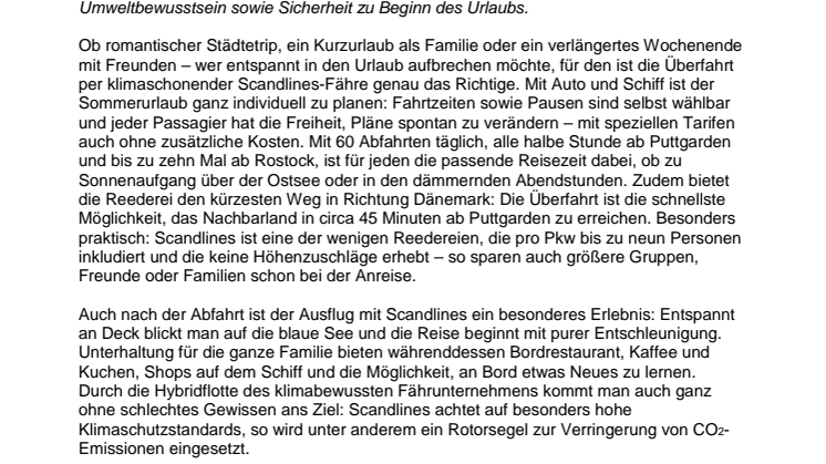 Flexibel nach Skandinavien: Mit Scandlines entspannt den Sommerurlaub 2021 buchen