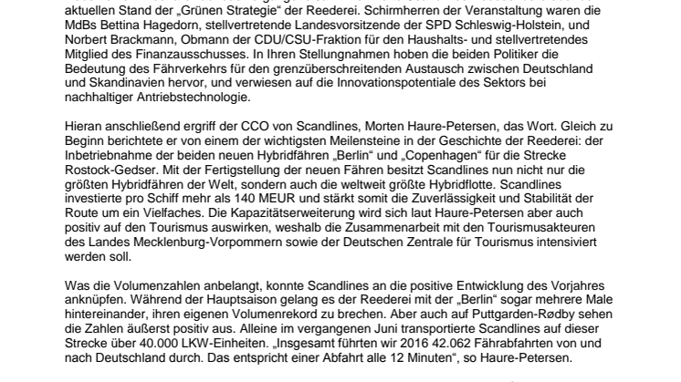 Scandlines’ Neujahrsempfang in Berlin: Vorbereitungen für Zero Emission laufen auf Hochtouren 
