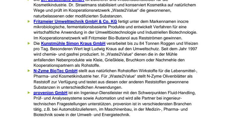 Factsheet Partner im ZIM-KN Waste2Value