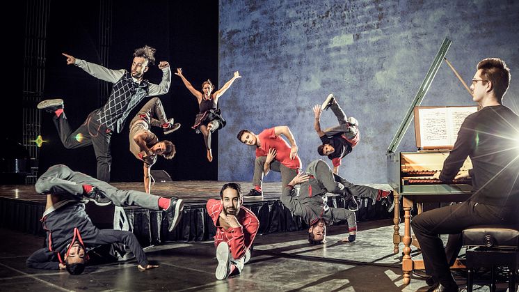 Flying Steps, fyrfaldiga världsmästare i breakdance i sin show Red Bull Flying Bach, Malmö Live 30 sept. Foto: Daniel Mathieu