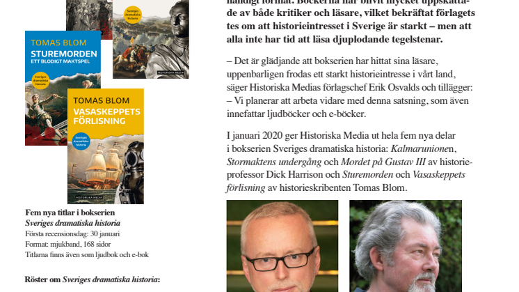 Nya titlar i Historiska Medias  populära serie om svensk historia