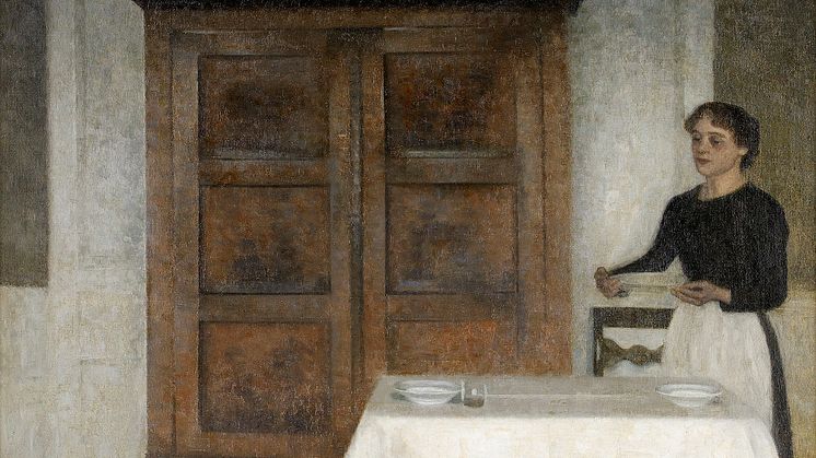 3165. Vilhelm Hammershöi, Pigen daekker bord