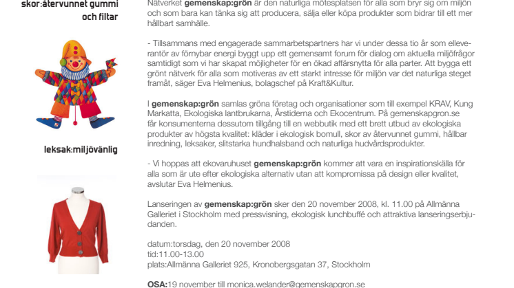 Elbolaget Kraft&Kultur lanserar Nordens största ekovaruhus på nätet