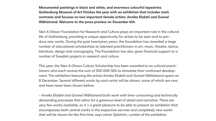 Sten A Olsson Culture Scholarship 2018