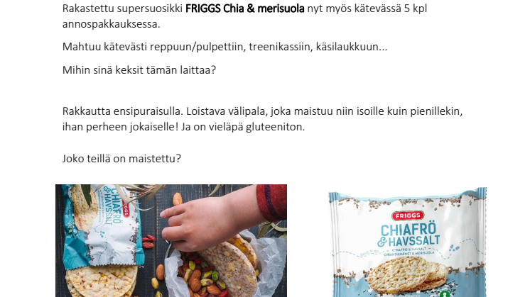 UUTUUS: SUPERSUOSIKKI CHIA & MERISUOLA MAISSIKAKKU NYT KÄTEVÄSSÄ ANNOSPAKKAUKSESSA!