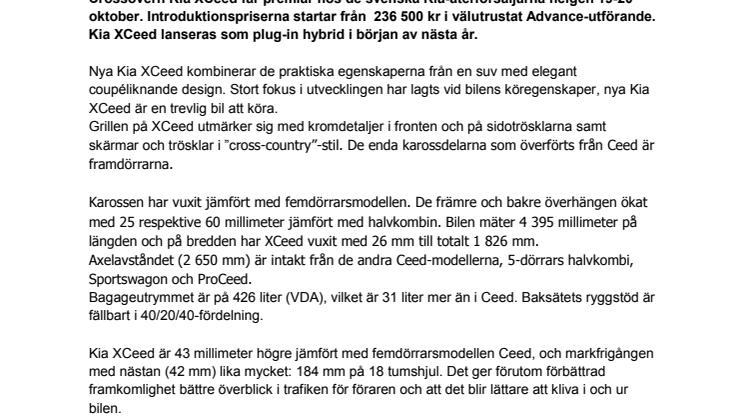 Sverigepremiär för Kia XCeed