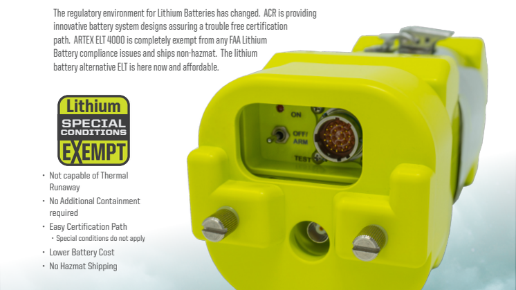 ARTEX ELT 4000 Emergency Locator Transmitter - Spec Sheet