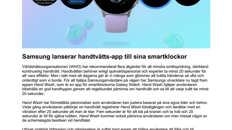 Samsung lanserar handtvätts-app till sina smartklockor