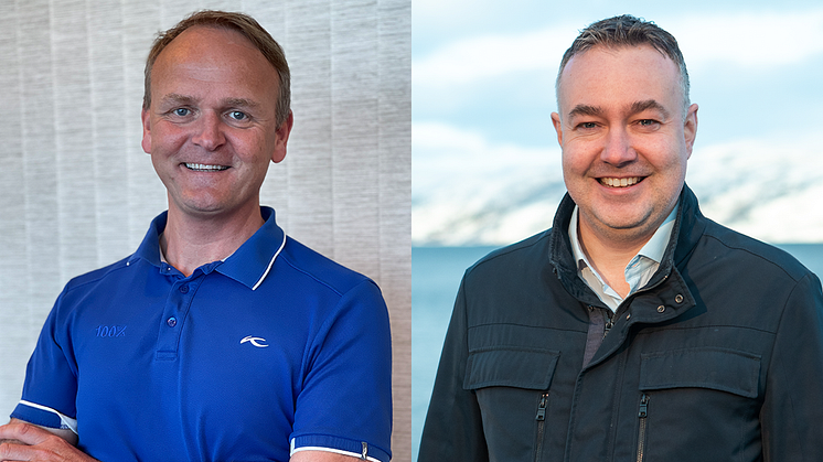 Jan Endre Vartdal, daglig leder i Vartdal Plast-konsernet, og Snorre Jonassen, regiondirektør Nordland i Cermaq 
