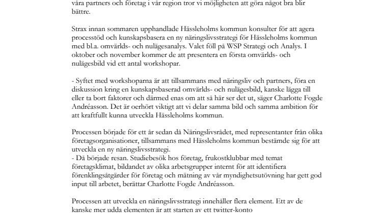 Företagen i Hässleholm bjuds in att sätta framtidens agenda