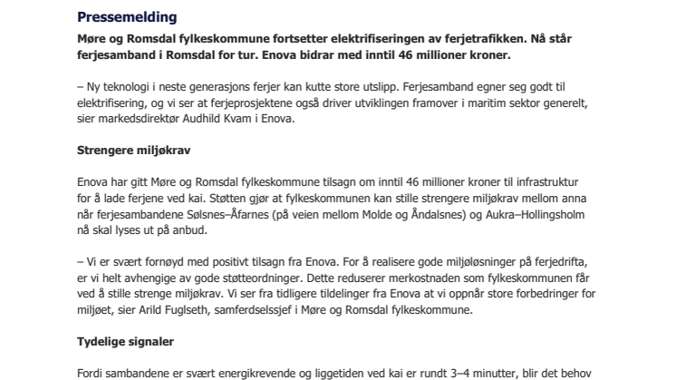 Romsdal får miljøferjer