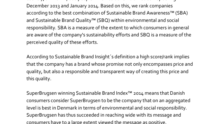 Ranking Denmark - Sustainable Brand Index™ 2014 - Explained
