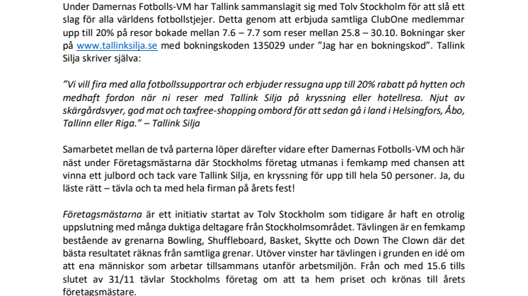 Tolv Stockholm ingår samarbete med Tallink Silja