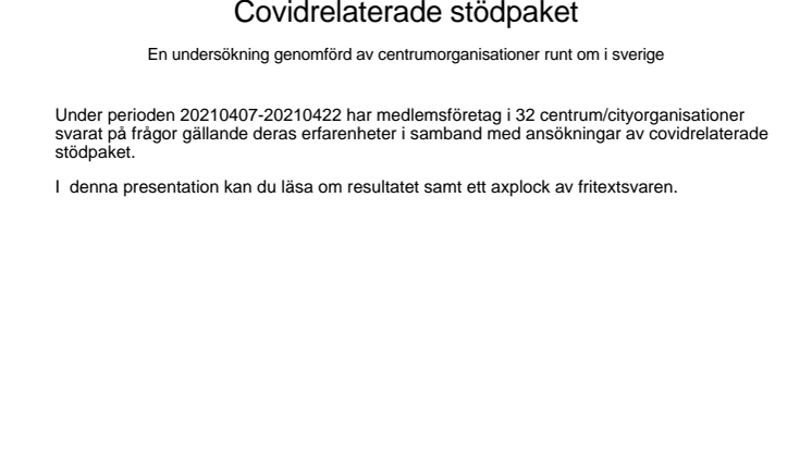 Undersökning: covidrelaterade stödpaket