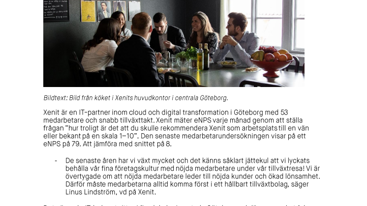 Branschledande eNPS i Xenits senaste medarbetarundersökning