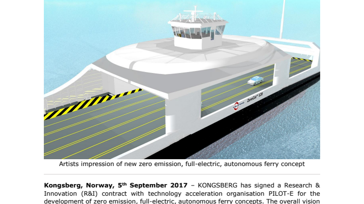 Kongsberg Maritime: New Electric Ferry Project Expands KONGSBERG’s Autonomous Vessel Newbuild Project Portfolio 