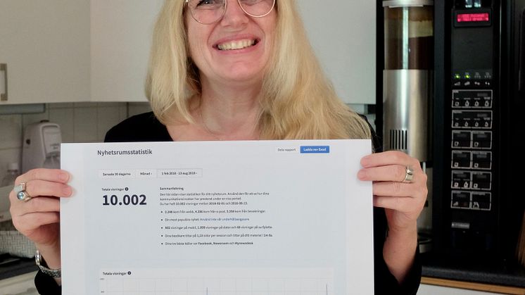 Heléne Karlsson med statistiken över pressmeddelanden