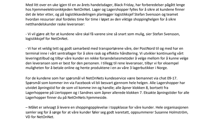 Black Friday: NetOnNet rigger seg for storfornøyde kunder