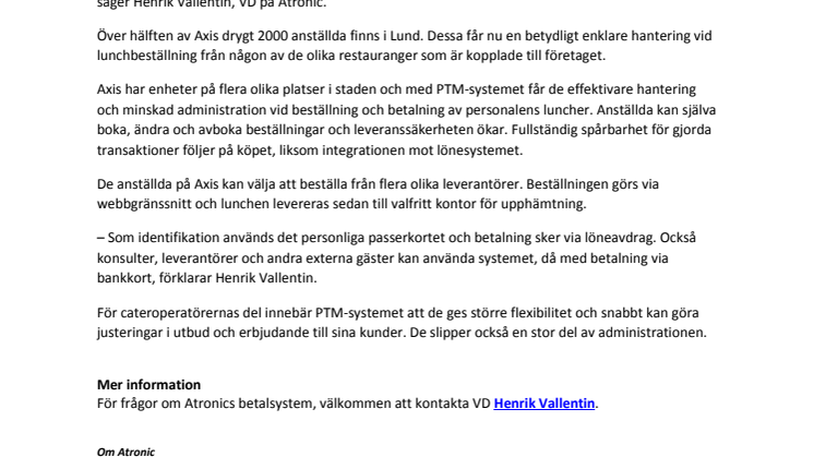 IT-företag väljer Atronics betalsystem