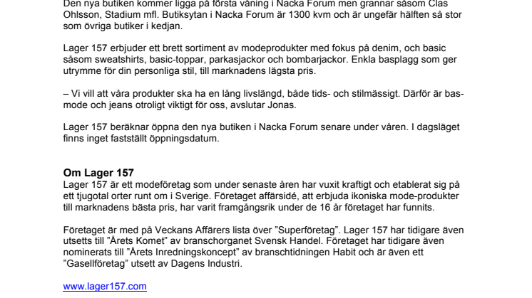 Lager 157 lanserar nytt format i Nacka