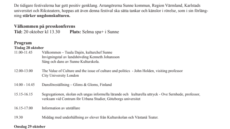 Nordisk barn- och ungdomskulturfestival i Sunne 