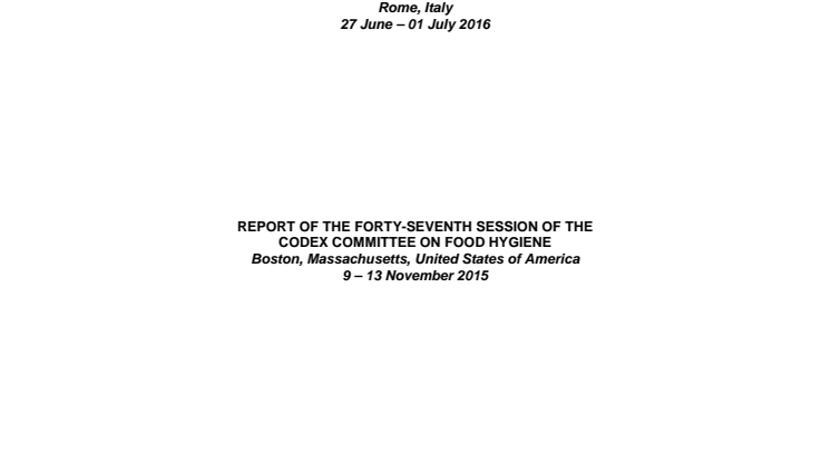 Rapport från CCFH möte i Boston den 9-13 november 2015