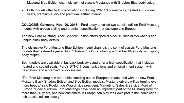 Go Further: Ford præsenterer unikke Mustang-udgaver