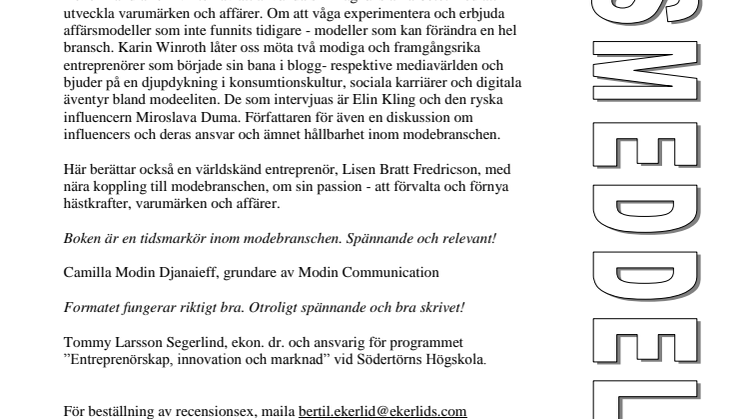 Ny bok: Fashionabla varumärken och passionerade entreprenörer av Karin Winroth
