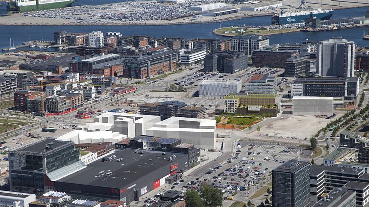 Stämpen Ungdom i Västra hamnen flygbild över nya kvarteret
