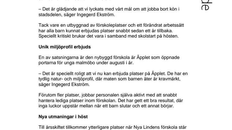 Lyckad satsning på förskolan