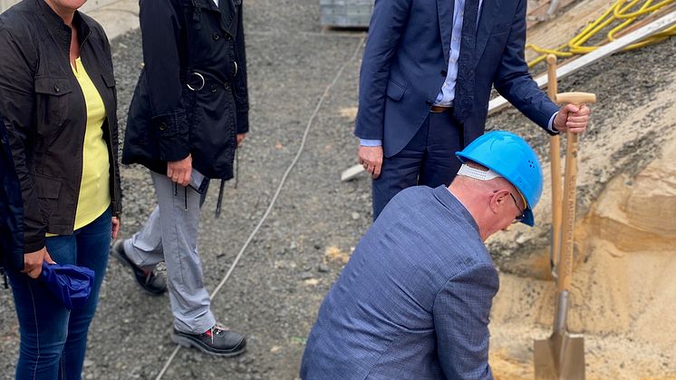 Start für das neue Wasserwerk Boxberg/O.L.: Petra Brünner, Katrin Bartsch, Ministerpräsident Michael Kretschmer und Achim Junker