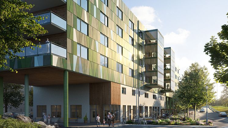 Stena Fastigheter Göteborg och Attendo utvecklar Tynnered tillsammans med ett nytt äldreboende ritat av Fredblad arkitekter.