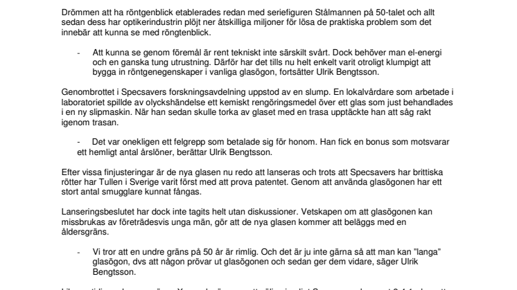 Specsavers lanserar röntgenglasögon