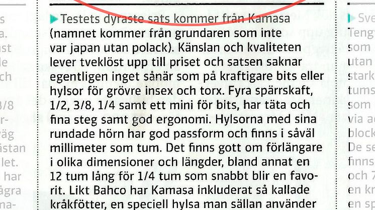 ​Kamasa Tools bäst i Vi bilägares test
