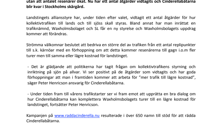 Cinderellabåtarna räddade!