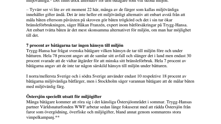 Endast en av fyra målar sin båt med miljövänlig färg