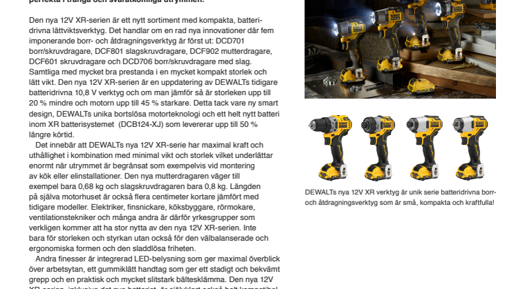 Mindre & starkare! DEWALT släpper ny serie kompakta batteriverktyg