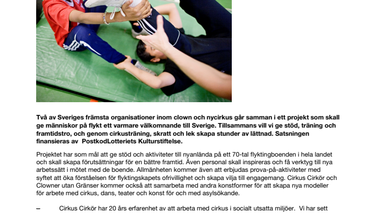 Clowner utan Gränser och Cirkus Cirkör ger stöd, träning och framtidstro till barn som tvingats fly