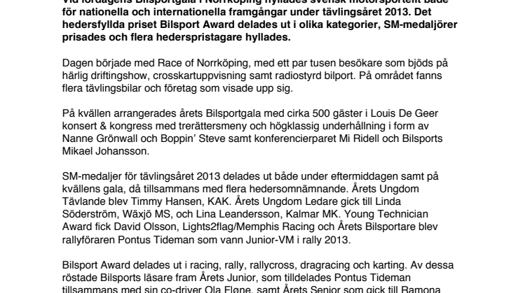 Glädjeyra då motorsporteliten hyllades