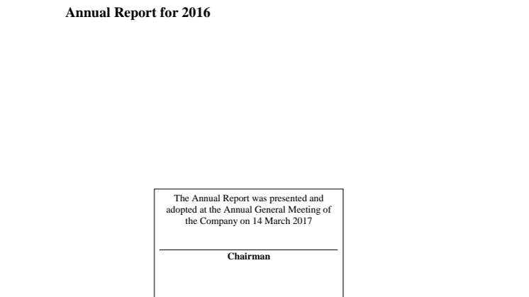 Yderst tilfredsstillende resultat i 2016