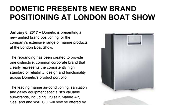 Dometic Presents New Brand Positioning at London Boat Show