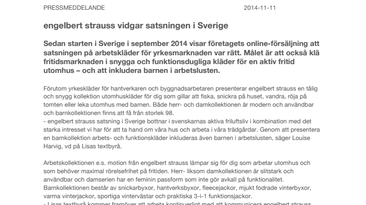 engelbert strauss vidgar satsningen i Sverige