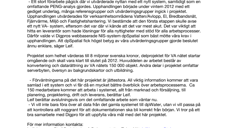 Telge Nät har valt Digpros nätinformationssystem dpWater för hantering av vatten- och avloppsnät