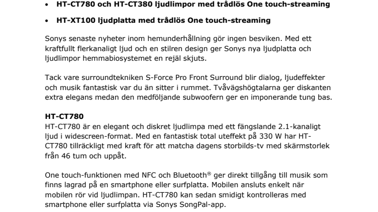 Nytt uppslukande bioljud från Sony 