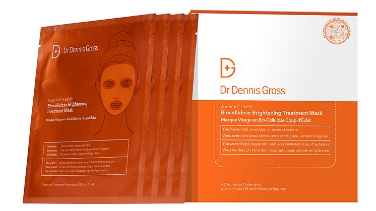Dr Dennis Gross Vitamin C + Lactic Brightening Biocellulose Treat. Mask med ask