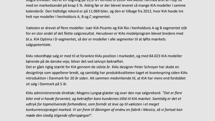 Rekordår for KIA