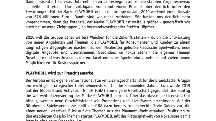 PLAYMOBIL startet in eine neue Franchise-Ära