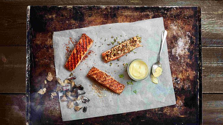 Grillad laks med tre sorters rub 