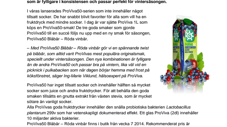Vintersmak med sommartwist! ‒ Dubbelt upp med bär när ProViva förnyar sin lätta succé